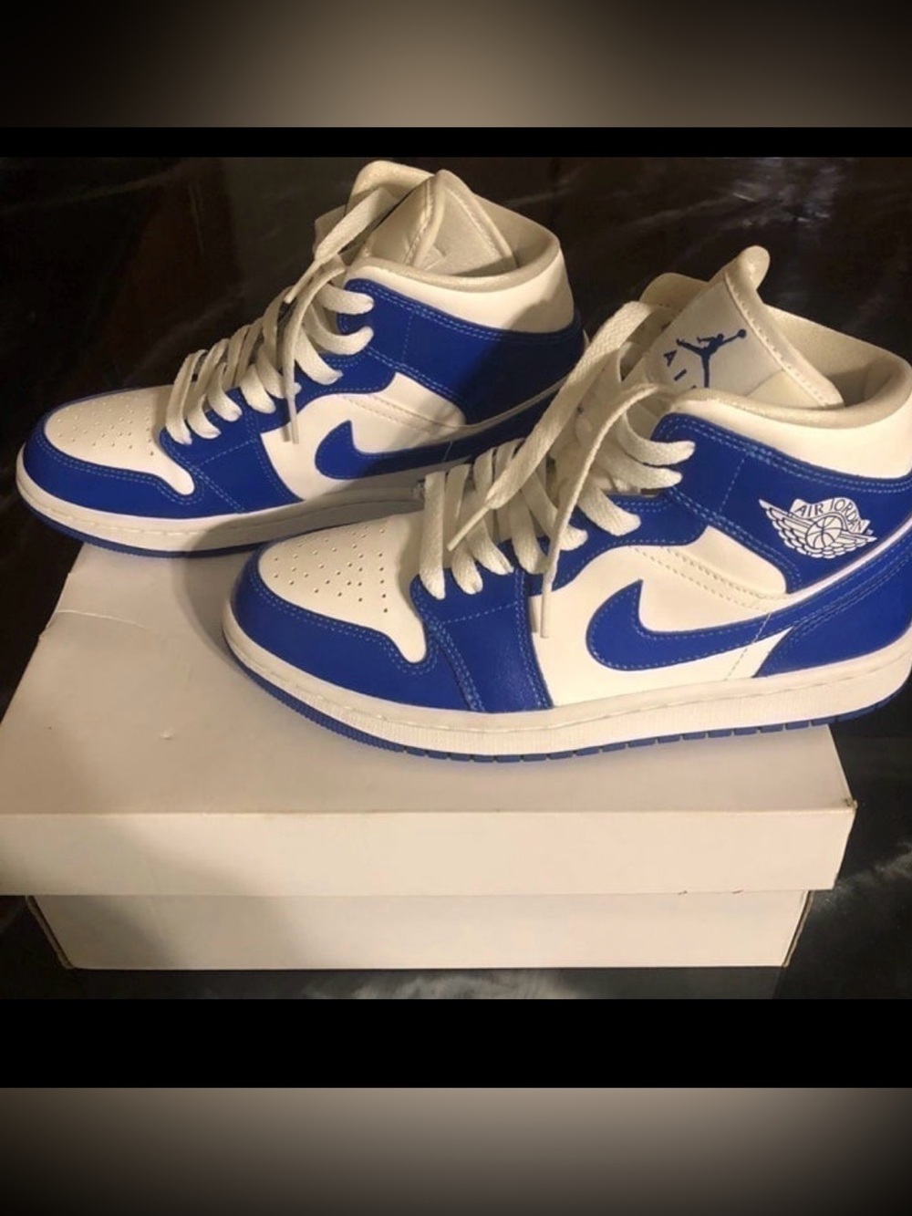 Nike Kids White and Blue High-Top Sneakers